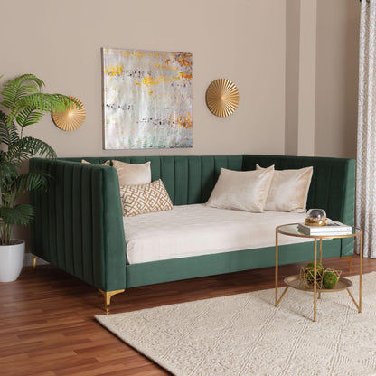 Baxton Studio Oksana Velvet Fabric Daybed, Full, Emerald Green