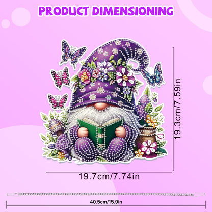 Bowetile Gnome Diamond Art Hanging Kits for Adults, 5D Special Shape Diamond Painting Flowers Pendant Kits, Gem Art Suncatchers Painting Window Ornament for Home Garden Wall Decor