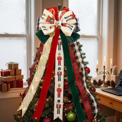 Suncalla 6 Rolls Nutcracker Christmas Ribbon Set 2.5 Inch x 10 Yards Wired Holiday Ribbons for Nutcracker Bows Wreaths Tree Decorations and Gift Wrapping Wide Red Green Gold Plaid Soldier Designs