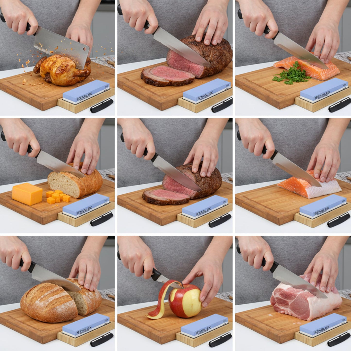 Premium Knife Sharpening Stone Set – Dual Grit Whetstones (400/1000 & 3000/8000), Leather Strop, Flattening Stone, Bamboo Base, Non-Slip Bases & Angle Guide for Kitchen, Chef & Hunting Knives