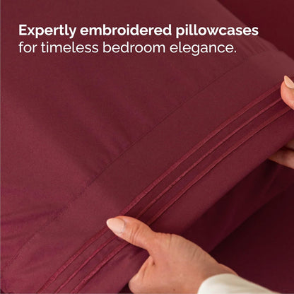 Queen Size 4 Piece Sheet Set - Comfy Cooling Bed Sheets for Luxury Bedding - Ultra-Soft, Deep Pockets - Oeko-Tex Certified - Burgundy