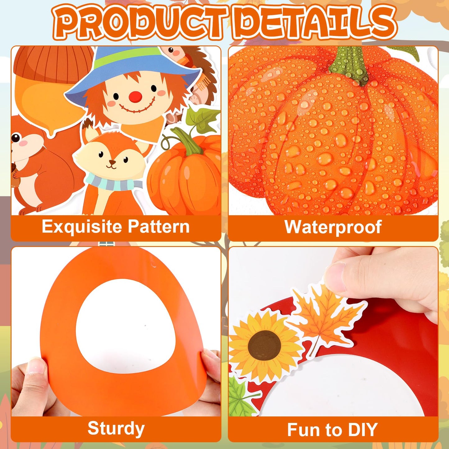 36 Sets Fall Animal Wreath Craft Kits DIY Autumn Scarecrow Pumpkins Paper Wreath Hanging Ornaments Make Your Own Thanksgiving Paper Art Craft with Stickers for School Home Party Decor Activities