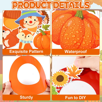36 Sets Fall Animal Wreath Craft Kits DIY Autumn Scarecrow Pumpkins Paper Wreath Hanging Ornaments Make Your Own Thanksgiving Paper Art Craft with Stickers for School Home Party Decor Activities
