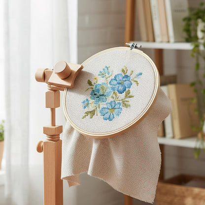 Tosnail Beech Wood Adjustable Rotatable Embroidery Hoop Stand with 3 Hoops, 6 Inch, 7 Inch, 8 Inch, Cross Stitch Frame Holder for Hand Embroidery, Cross Stitch, Needlepoint, Sewing Project