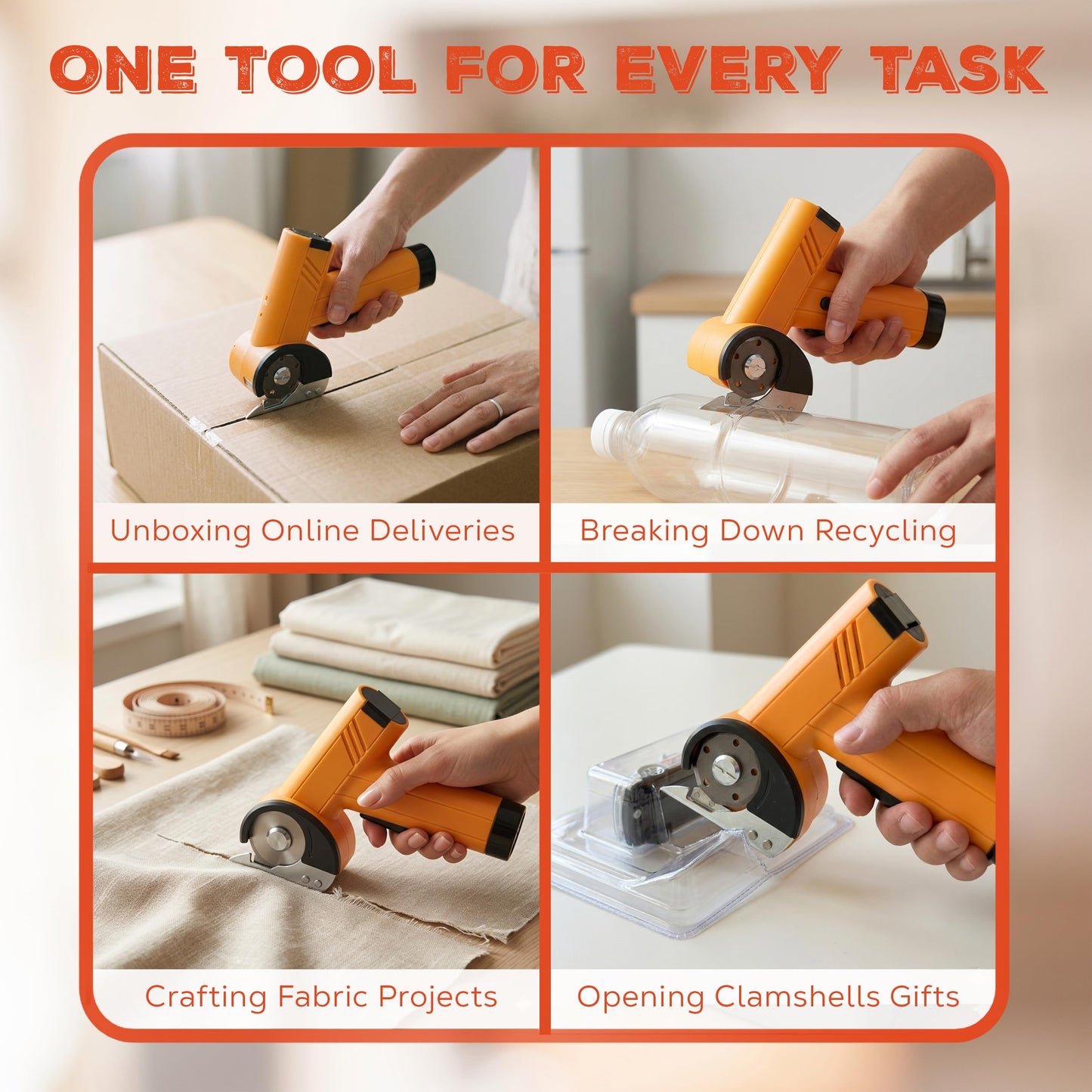 NEXFORGE Cordless Electric Box Cutter for Cardboard - Rechargeable Rotary Cardboard Cutter - Compact Electric Cutting Tool with 2000mAh Battery and Safety Guard