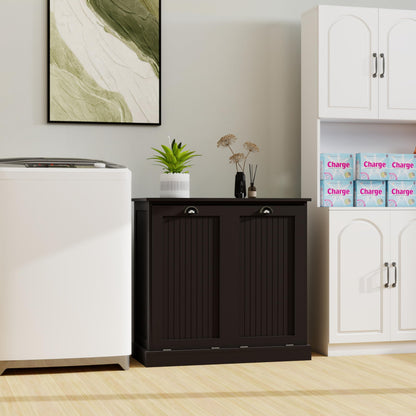 Two Compartment Tilt Out Laundry Sorter Cabinet Black