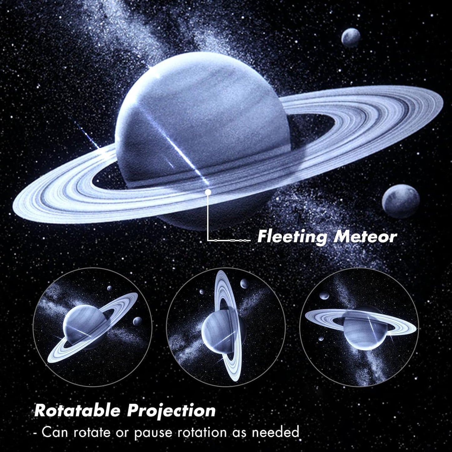6 Planet Projector Night Light for Bedroom,Starry Galaxy Light Projector with Bluetooth Speaker,White
