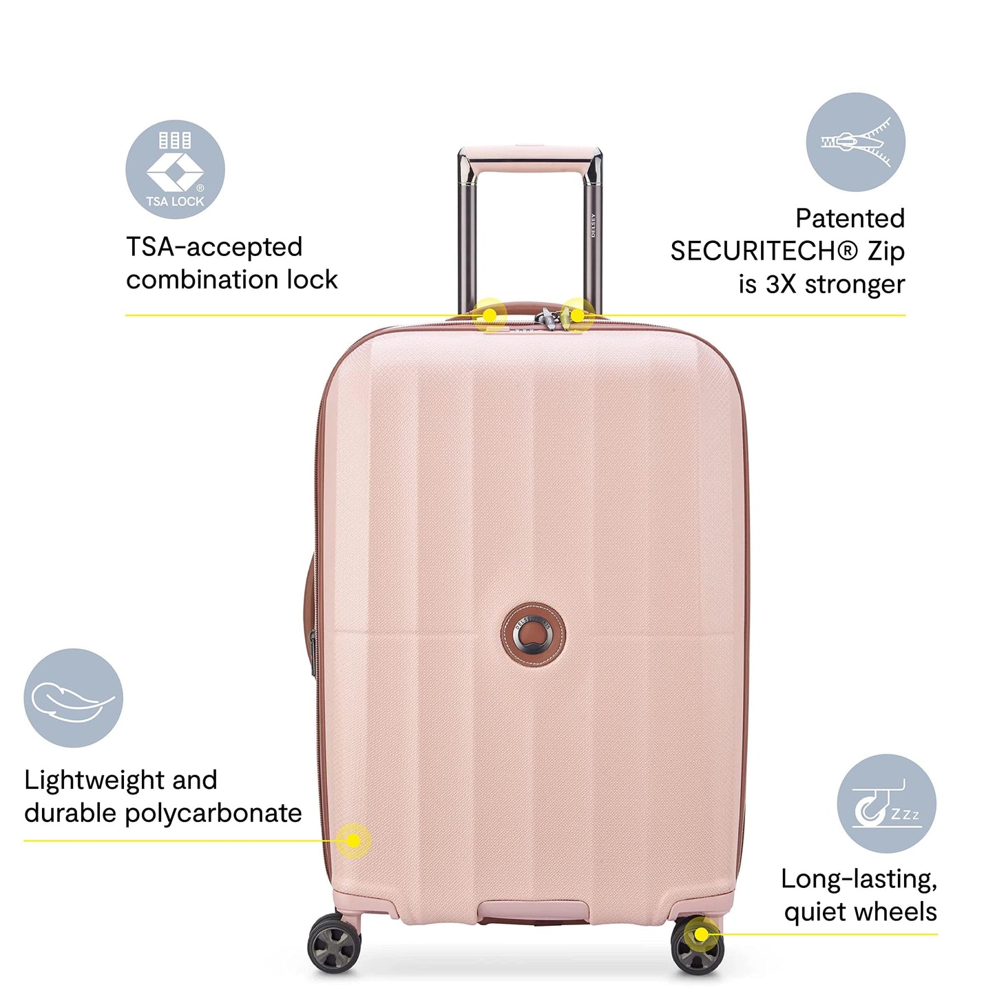DELSEY PARIS Carrousel Hardside Expandable Luggage with Spinner Wheels, Navy, Checked-Large 28 Inch