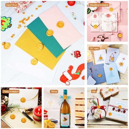 Yagugu Wax Seal Stamp Kit - 357Pc Set with Wax Beads, Seal Stamp, Warmer, Spoon, Candles for Vintage Envelopes & Letters - Gold