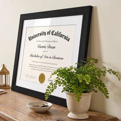 Americanflat 11x14 Diploma Frame with Shatter-Resistant Glass - Use as 8.5x11 Frame with Mat or Display 11x14 Documents Without Mat - Certificate Frames with Engineered Wood for Wall Display - Black