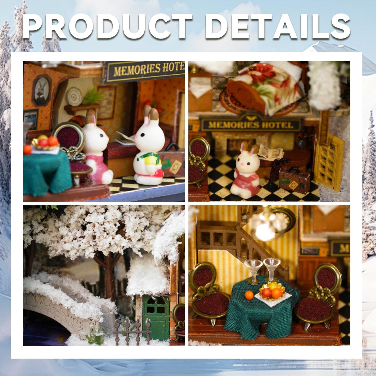 Flever Dollhouse Miniature DIY House Kit Creative Room with Furniture and Cover for Romantic Valentine's Gift(Roam Around in Winter)