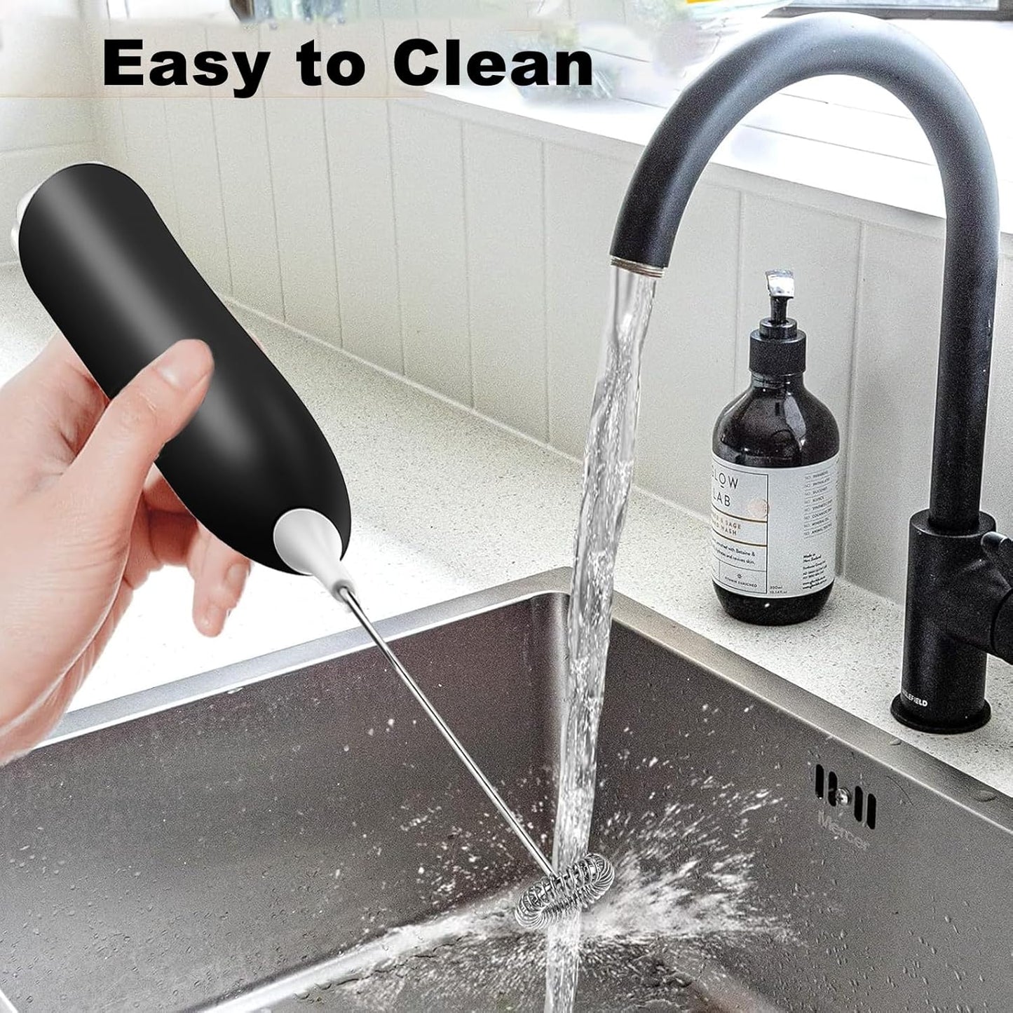Milk Frother Rechargeable, Handheld Electric Whisk Beater, USB Frother for Cappuccino, Frappe, Hot Chocolate
