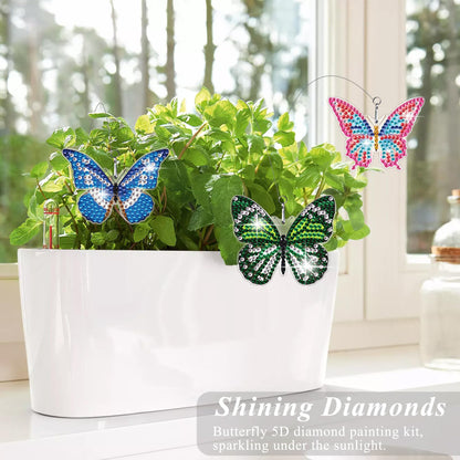Vcekract 8 Pcs Butterfly Diamond Painting Swaying in The Wind, Diamond Art Kits for Adults, High Flexibility Iron Stakes Garden Decor, Diamond Painting Art Crafts for Beginners