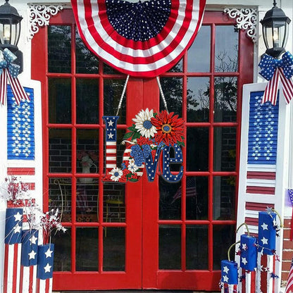 DOMROM 4th of July Love Diamond Art Hanging Kits, American Flag Floral Letter Diamond Painting, Special Shaped Gem Art Suncatchers Ornament, Independence Day Love Decor for Home Window Wall