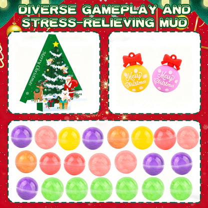 24 Pack Christmas Slime Party Favors Kit, Mini Galaxy Bulk Slime Stretchy Stress Relief for Kids, Soft Putty DIY Toy, Girls and Boys Classroom Supplies, Birthday, Goodie Bag Stuffers Advent Calendar