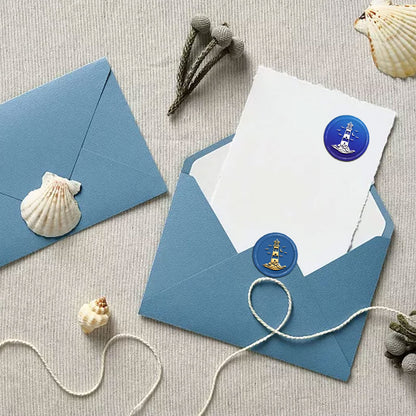 CRASPIRE Lighthouse Wax Seal Stamp Sea Waves Summer Seagull Sealing Wax Stamps 30mm Retro Vintage Removable Brass Stamp Head with Wood Handle for Wedding Invitations Packing