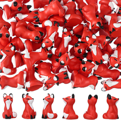 Wesiti Mini Resin Fox Figures - 50 Cute Woodland Animal Statues for Home Decor & Crafts