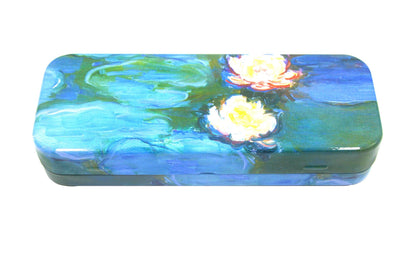 DAHO Mega Tin Pencil/Storage Box with World Famous Arts for Office, Home, Makeup, Accessories Storage (Les Nymphéas)