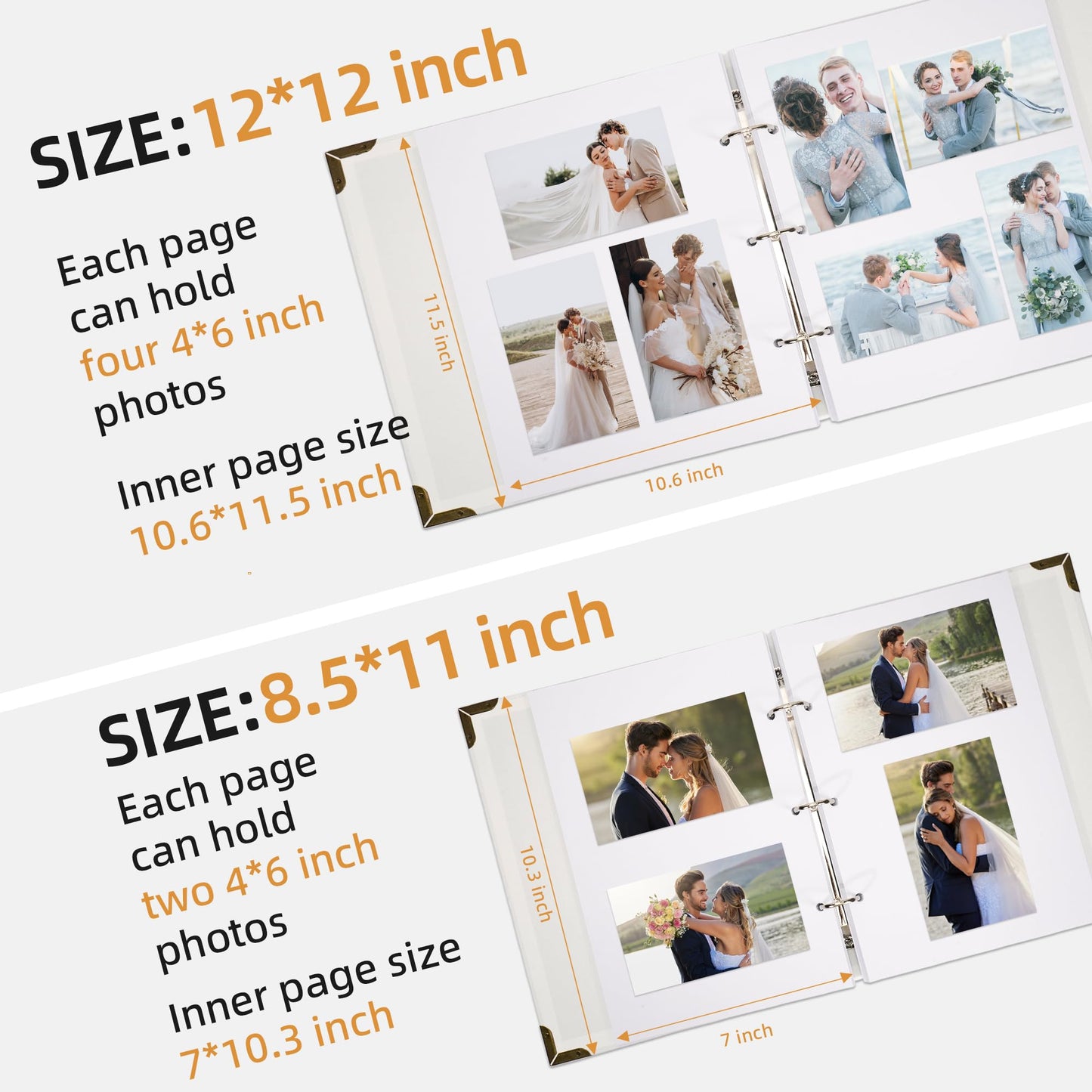 Vienrose DIY Scrapbook Photo Album Kit with Pens Tapes and Stickers 60 Pages Hardcover 8.5x11 Inches 3 Rings Removable Black Paper Scrapbooking Gift for Lover Friends Kids Wedding Valentine's White