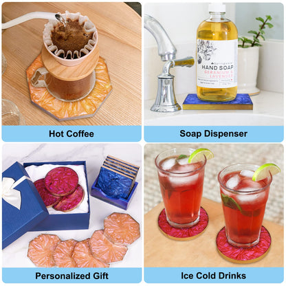 LET'S RESIN 18 Pcs Coaster Resin Molds Silicone, Coaster Molds with Round Square Octagon Shape Holder Molds for Epoxy Resin, DIY Art Craft Cup Mats