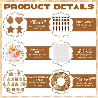 472 Pcs DIY Christmas Craft Kits Xmas Tree Wreath Craft Gingerbread Men Bell Snowflakes Wreath Arts Christmas Hanging Ornaments with Gingerbread Houses Gift Boxes Sticker for Xmas Indoor Outdoor Decor