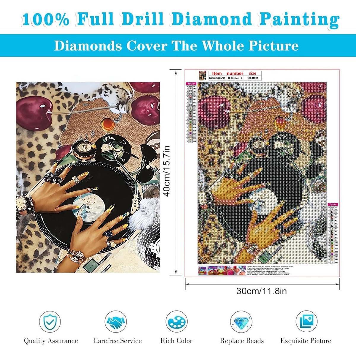 Diamond Art Kits for Adults Beginner, 4 Pack Fashion Leopard DIY Diamond Painting Kits 5D Diamond Dots Gem Art Crafts with Tools,Round Full Drill Funny Crafts for Home Wall Decor&Gift-12X16 inch