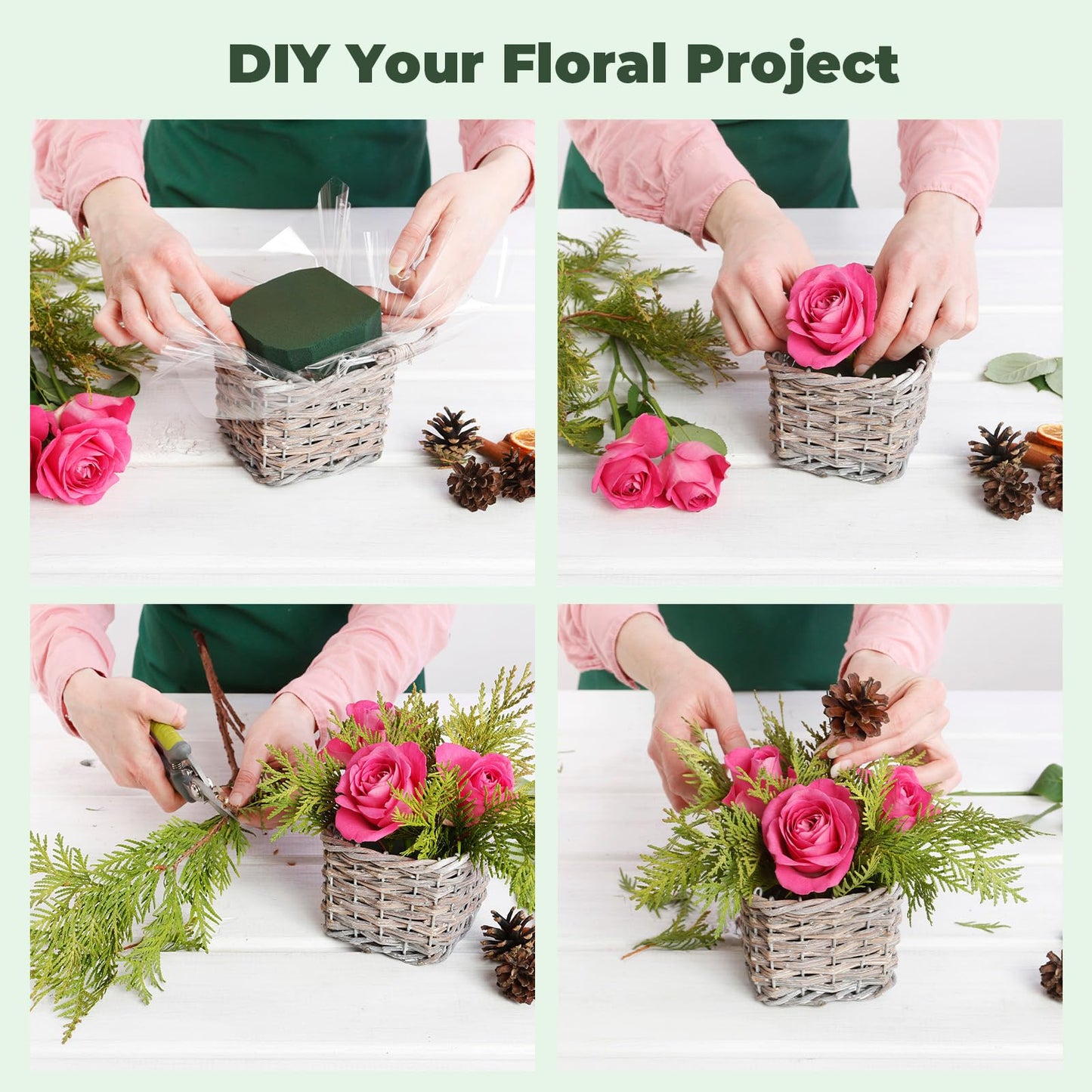 New 6 Pack Large Floral Flower Foam Blocks, Green Plant Foam for Flower Arrangements, Wet & Dry Florist Foam Styrofoam for Fresh and Artificial Flowers (7.5"L X 3.5"W X 2"H)