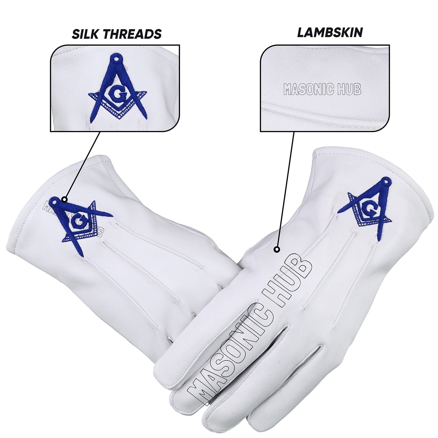 MASONIC BLUE LODGE MASTER MASON 100% LAMBSKIN APRON & WORKING TOOLS CHAIN COLLAR WITH MASTER MASON BLUE LODGE 100% LAMBSKIN GLOVE- HAND MADE