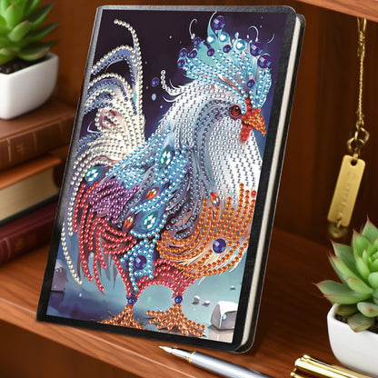 JZHYOAN Animal Diamond Painting Blank Notebook Kits for Adult Mosaic DIY Rooster Special Pattern Diamond Art Dairy Note Book Gem Art Journal Sketchbook Drawing Painting Notepad for Office Work Gifts