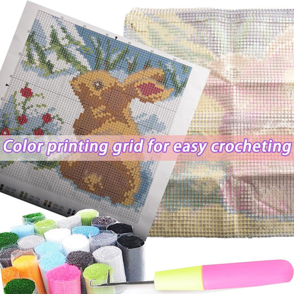 Beach View Lighthouse Latch Hook Kits Pillow Cover DIY Rug Crochet Hook Cushion Making Kits with Preprinted Pattern Canvas Rug Making Christmas Decoration DIY Crochet Kits 43x43cm(72)