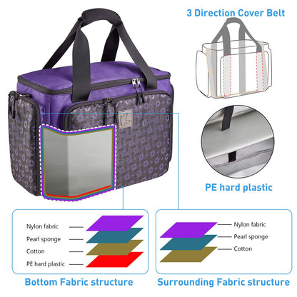 BatlFrist Rolling Sewing Machine Bag with Universal wheels,Sewing Machine Carrying Case with YKK zipers, Compatible most Standard Brother, Singer, Bernina, Sewing Machines (Dark Purple)