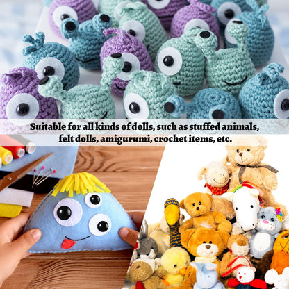 L-Lweik 360 Pcs Large Plastic Safety Eyes and Noses 12-30mm Assorted Sizes with Washers for Crochet Big Stuffed Animals Needle Felting Crafts Dolls DIY, Black