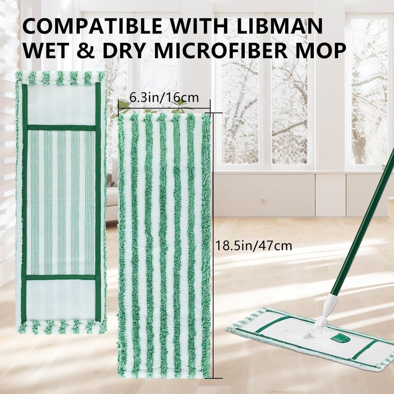 6 Pack Replacement Mop Refills Compatible with Libman Wet & Dry Microfiber Mop, Reusable Washable Mop Head Replacement Pads for Cleaning Multi-Surface Floor (Mop not Included)