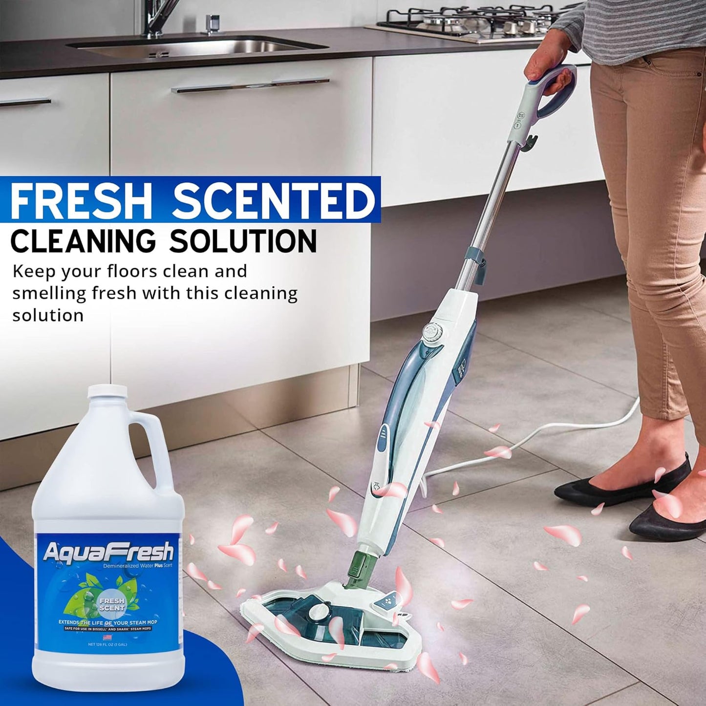 1 Aqua Science Demineralized Water Steam Mop Cleaning Solution - GALLON Premium Floor Cleaner Solution Compatible