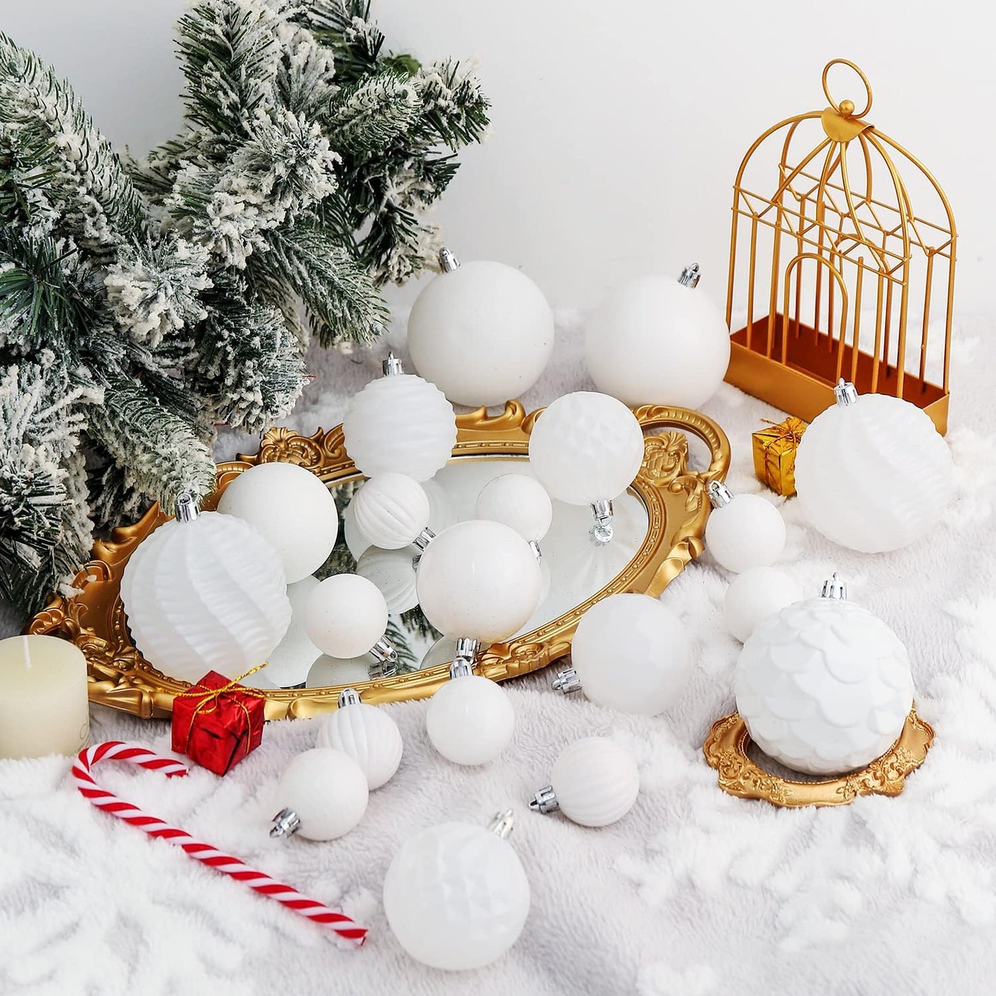 XmasExp 16ct Christmas Balls Ornaments, Shatterproof Large Hanging Ball Decorative Xmas Balls for Holiday Wedding Party