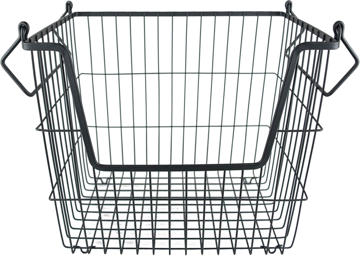 DII Metal Wire Mesh Stackable Utility Storage Bin, Large Rectangle, 13x10x11", Black