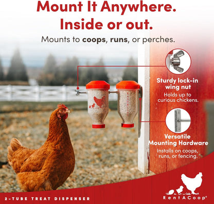 RentACoop Chicken Treat Dispenser Multi-Treat Enrichment Toy and Boredom Buster for Chickens, Easy Top-Fill