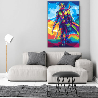 Modern Merch Star Wars Diamond Art Kits for Adults, Mandalorian and Baby Yoda 5D Diamond Painting for Adults, DIY Star Wars Wall Art, Cross Stitch Gem Art, Full Round Drill 12x16in