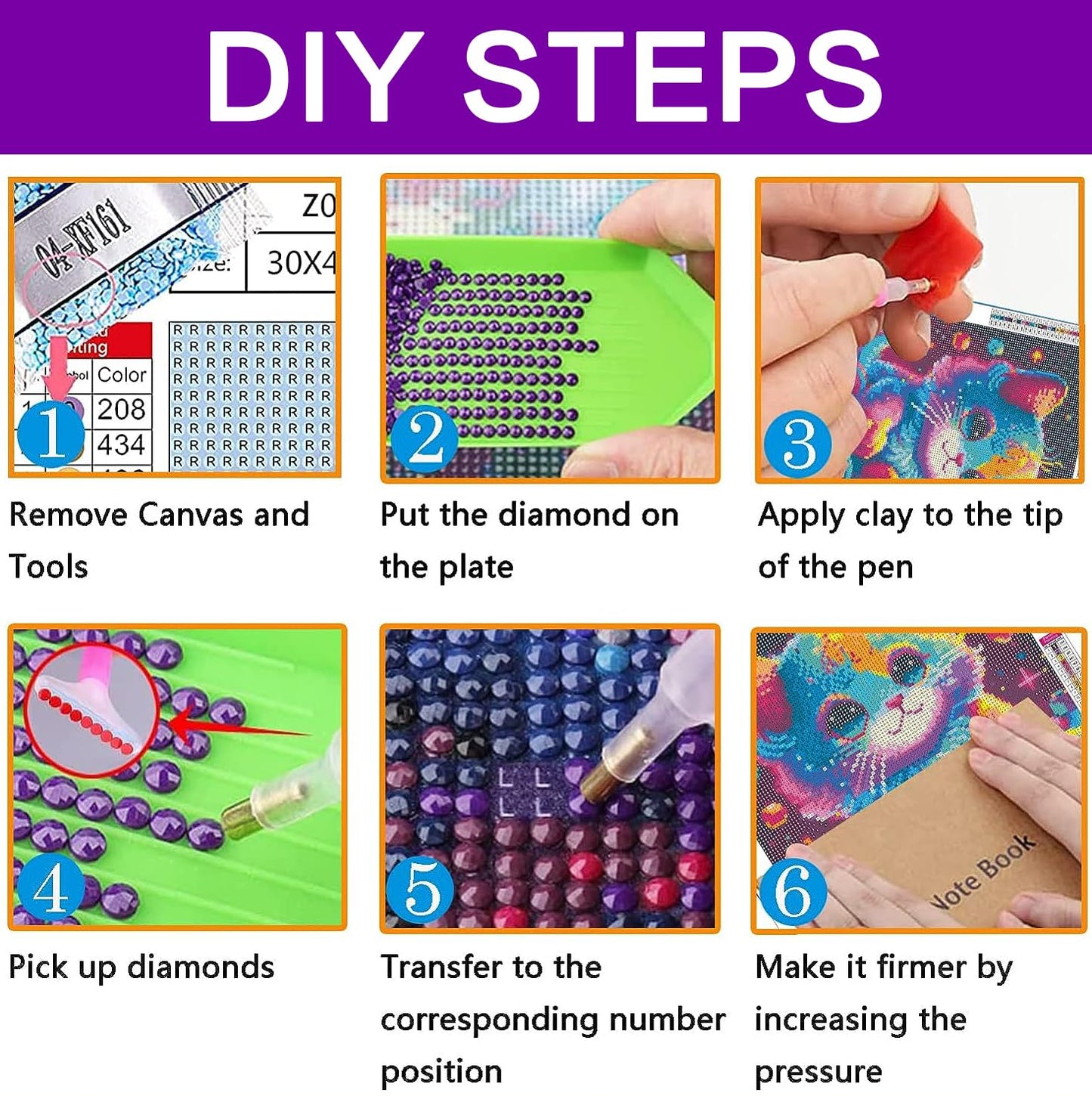 croshom Sunset Diamond Art Kits for Adults, 6 Packs Beach Diamond Painting Kits for Adults Beginners, 5D DIY Full Round Drill Gem Craft for Adult Gifts, Home Wall Decor 12" x 16"