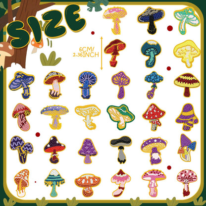 Xuhal 30 Pcs Mushroom Diamond Painting Magnets Mushroom Diamond Art Magnet Kits for Adults Cute Plant Refrigerator Magnetic Sticker 5D Rhinestone Fridge Stickers for Beginner DIY Crafts Xmas Gifts