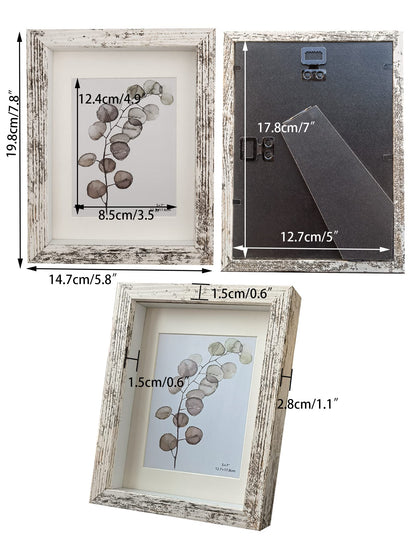 Houstimi Wooden Farmhouse 5x7 Shadow Box Frame Small Shadow Box Display Case Glass Surface Internal Depth 0.6 inch for Wall or Tabletop（White,4 Pack）