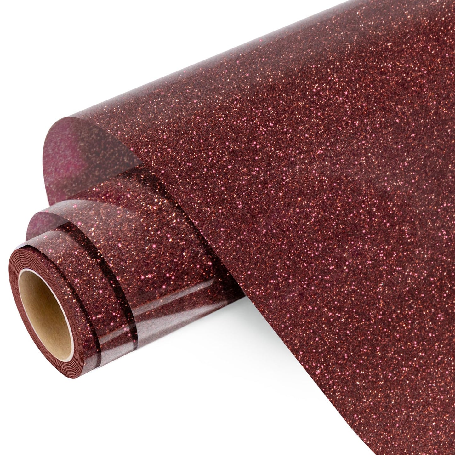 WRAPXPERT Maroon Glitter Heat Transfer Vinyl Roll, Holographic Glitter Wine Red HTV Vinyls, 10" x5ft Sparkle Dark Red Brugundy Iron on Vinyl for Heat Vinyl Design, Shrits, Easy to Cut & Transfer