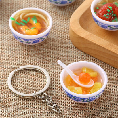 10 Pieces Mini Toy Food Miniatures Chinese Play Food Blue and White Pottery Sweet Soup Syrup Noodle Bowls for Kitchen Dollhouse Accessories
