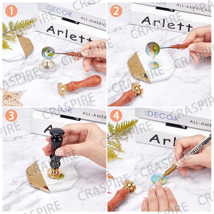 CRASPIRE Moth Wax Seal Stamp Garland Vintage Sealing Wax Stamps Moon Star 30mm Retro Removable Brass Head with Wood Handle for Wedding Invitations Envelopes Halloween Christmas Thanksgiving Packing