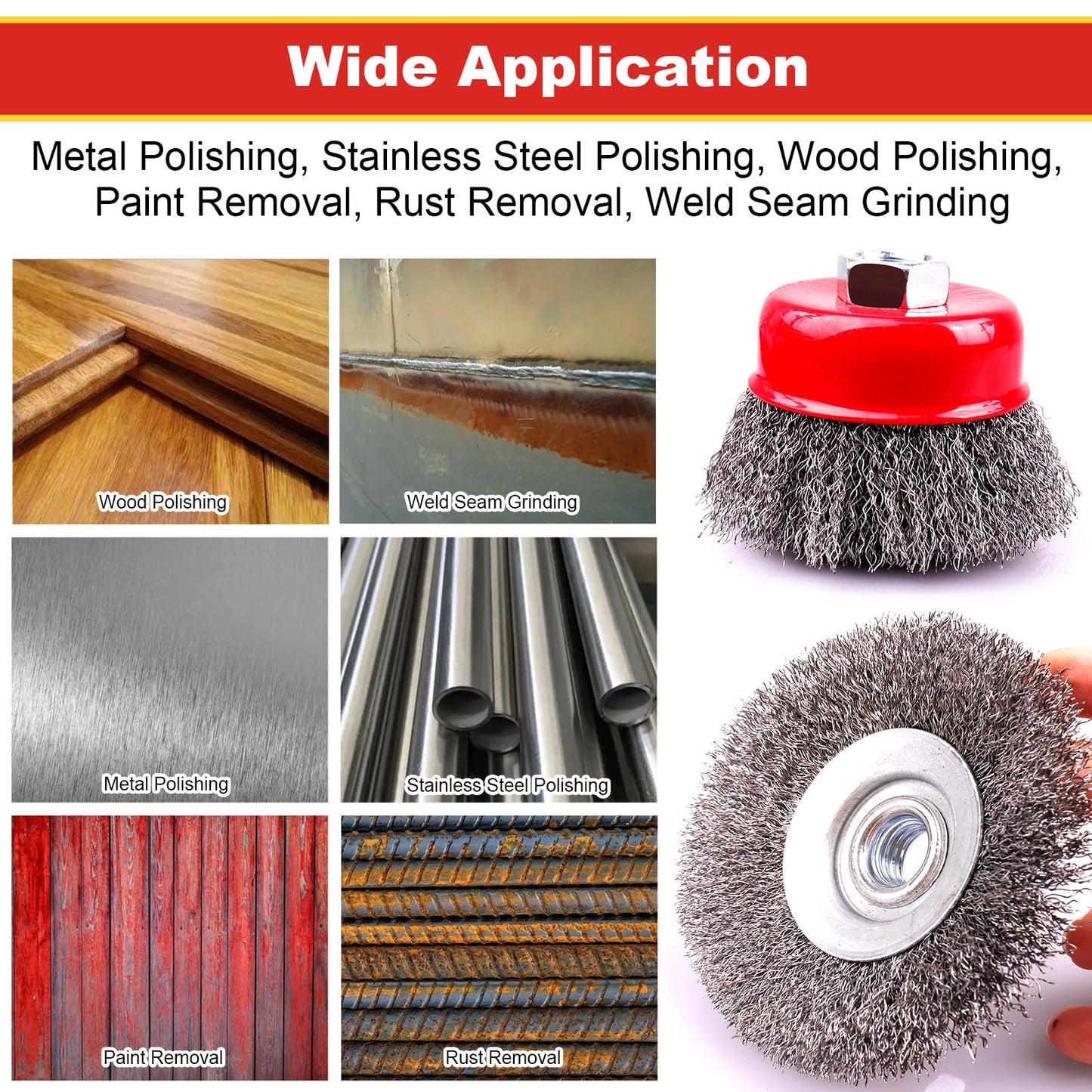 LSTOPGO 2 Pack 3 Inch Coarse Crimped Wire Cup Brush for 4 1/2 Angle Grinder, 5/8 Inch-11 Threaded Arbor, 0.014 Inch Carbon Steel Wire, Brush for Rust, Corrosion, Paint Removal