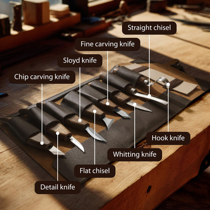 Complete Wood Carving Kit for Beginners - Gift Ready Wood Carving Tools Set | Whittling Kit with 8 Wood Carving Knives, Spoon Carving Tools, Wood Blocks, Gloves, Roll Bag and Sharpening Strop