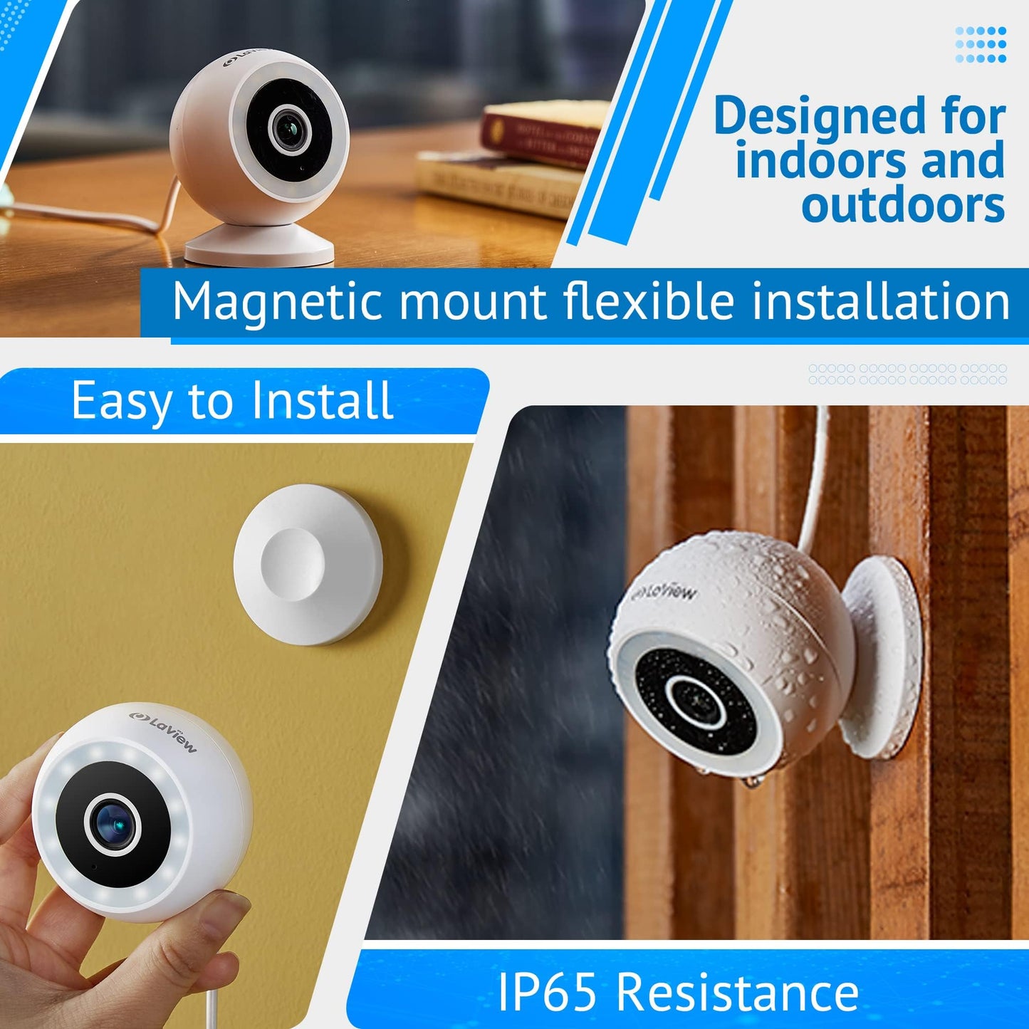 LaView 8MP 4K Security Cameras Outdoor Indoor Wired,IP65, Starlight Sensor & 100 Ft Night Vision,Motion/Person Detection,2-Way Audio/Spotlight,US Cloud,iOS & Android & Web Access