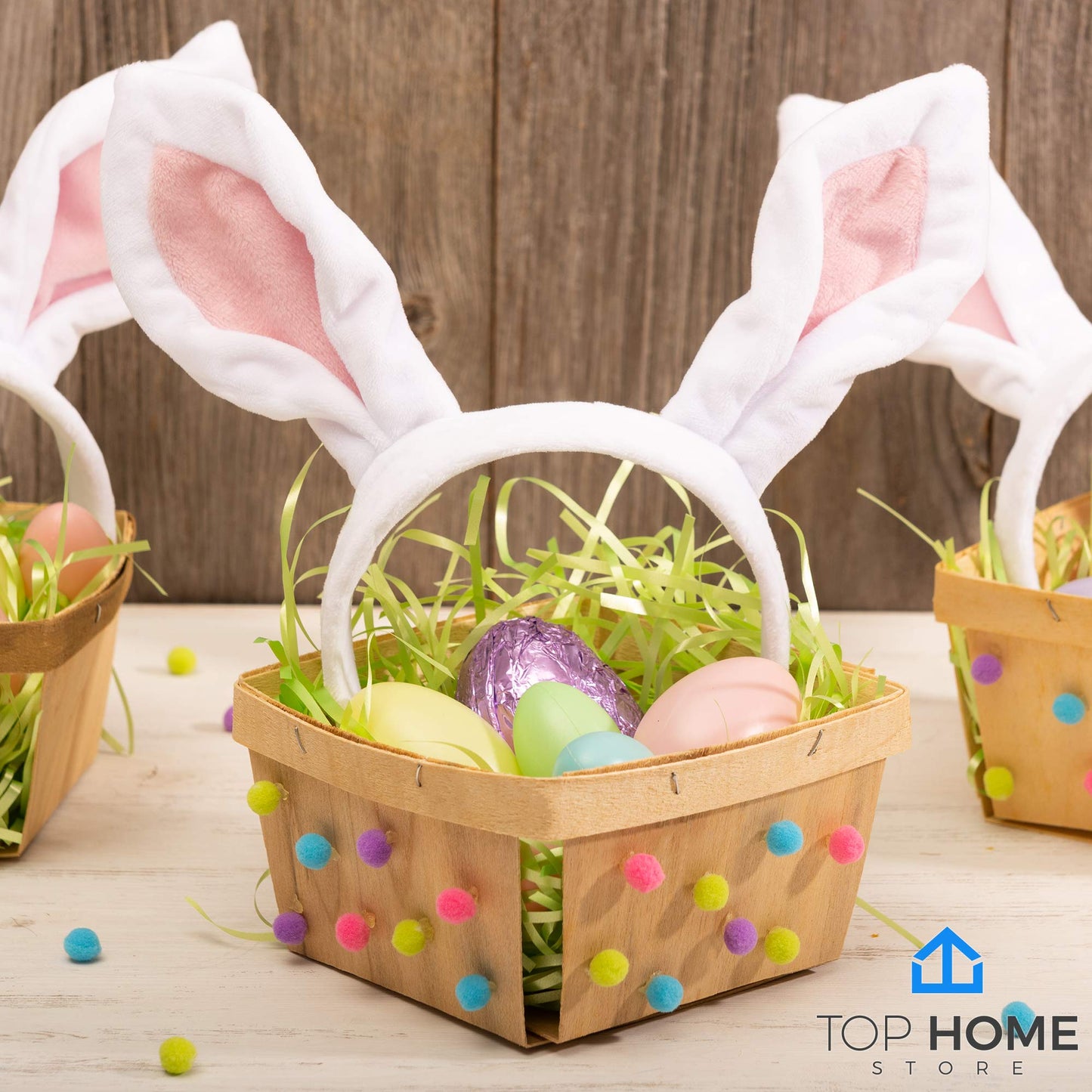 One Quart Wooden Gift Baskets (50 Pack); for Picking Fruit or Arts, Crafts and Decor; 5.75” Square Vented Wood Boxes