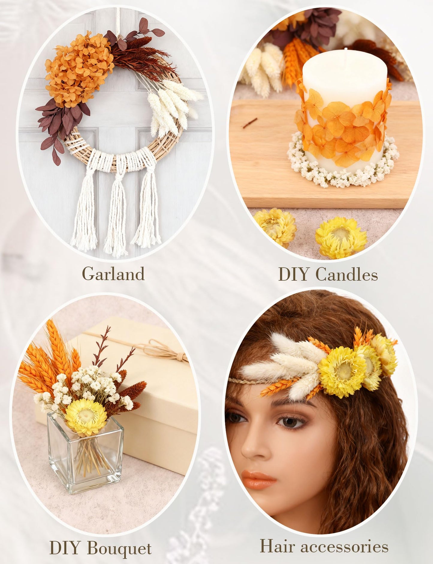 apmunik DIY Dried Flower Set, Bulk Dried Flowers Bouquet, Dried Flower Vase Arrangement, Autumn Decoration,Dried Flowers with Stems. (Fall)
