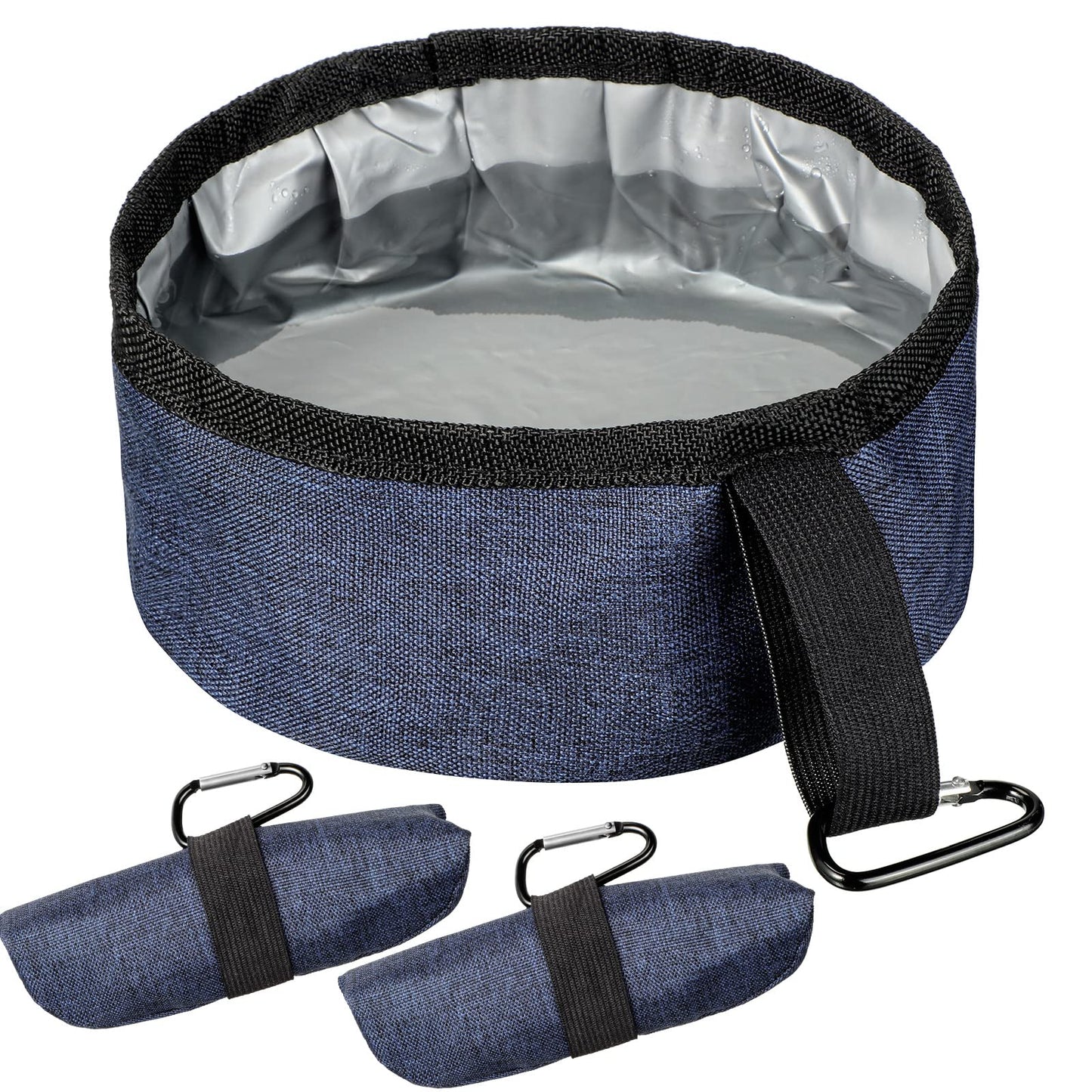 Meanplan 2 Pack Portable Dog Bowls Foldable Travel Dog Dish Portable Puppy Water and Food Bowl Pet Hiking Accessories for Small and Large Pets(Dark Blue,40 oz)